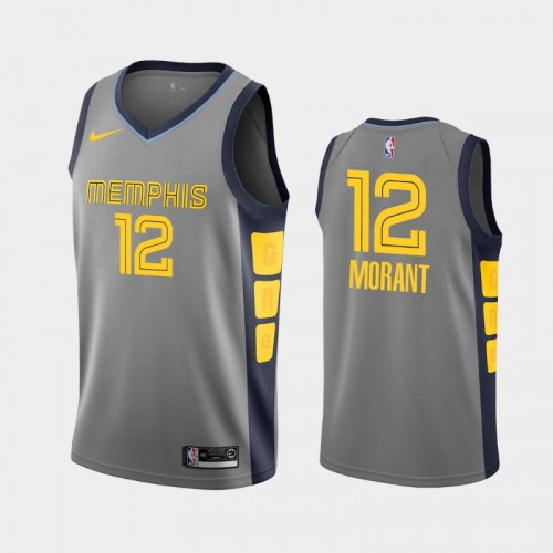 Men's Memphis Grizzlies #12 Ja Morant Gray City Jersey - 2019 NBA Draft