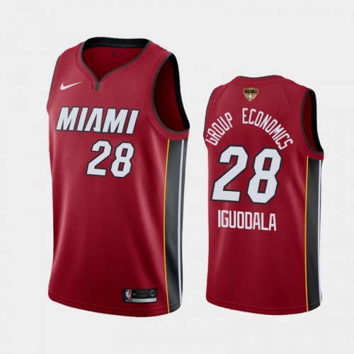 Miami Heat Andre Iguodala #28 Red 2020 NBA Finals Bound Group Economics Statement Jersey