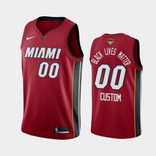 Miami Heat Custom #00 Red 2020 NBA Finals Bound Black Lives Matter Statement Jersey