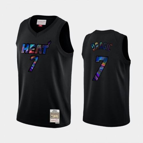 Miami Heat #7 Goran Dragic Black Iridescent Logo Holographic Hardwood Classics Jersey