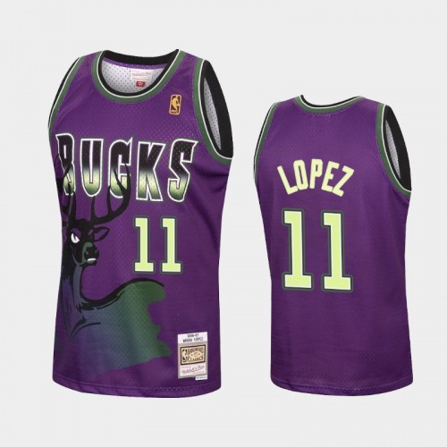 Milwaukee Bucks #11 Brook Lopez Purple Reload Hardwood Classics Jersey