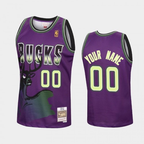 Milwaukee Bucks #00 Custom Purple Reload Hardwood Classics Jersey