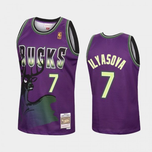 Milwaukee Bucks #7 Ersan Ilyasova Purple Reload Hardwood Classics Jersey