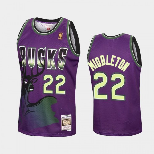 Milwaukee Bucks #22 Khris Middleton Purple Reload Hardwood Classics Jersey