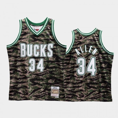 Milwaukee Bucks #34 Ray Allen Green 2000-01 Tiger Camo Limited Jersey