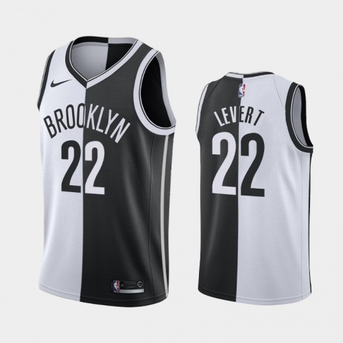 Men's Brooklyn Nets #22 Caris LeVert White Black Split Two-Tone Jersey