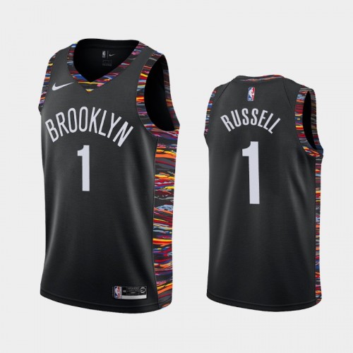 Men's Brooklyn Nets #1 D'Angelo Russell Black 2018-19 City Edition Jersey