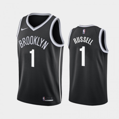 Men's Brooklyn Nets #1 D'Angelo Russell Black 2019 season Icon Jersey