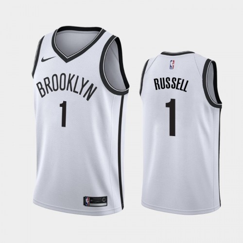 Men's Brooklyn Nets #1 D'Angelo Russell White 2019 season Association Jersey