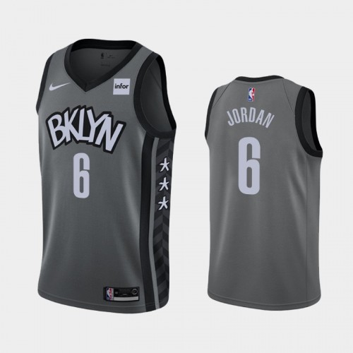 Men's Brooklyn Nets #6 DeAndre Jordan Gray 2020 season Statement Jersey