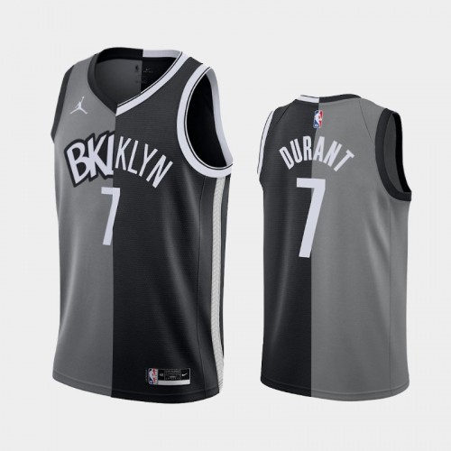 Men's Brooklyn Nets #7 Kevin Durant Gray Black Split Edition Two-Tone Jersey