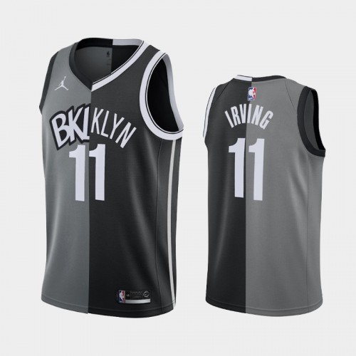 Men's Brooklyn Nets #11 Kyrie Irving Gray Black Split Edition Two-Tone Jersey