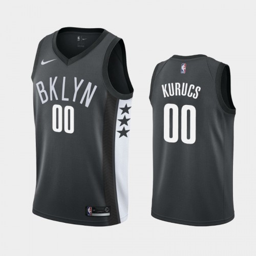 Men's Brooklyn Nets #00 Rodions Kurucs Black 2019 season Statement Jersey