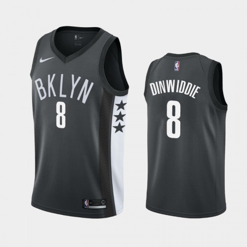 Men's Brooklyn Nets #8 Spencer Dinwiddie Black 2019 season Statement Jersey