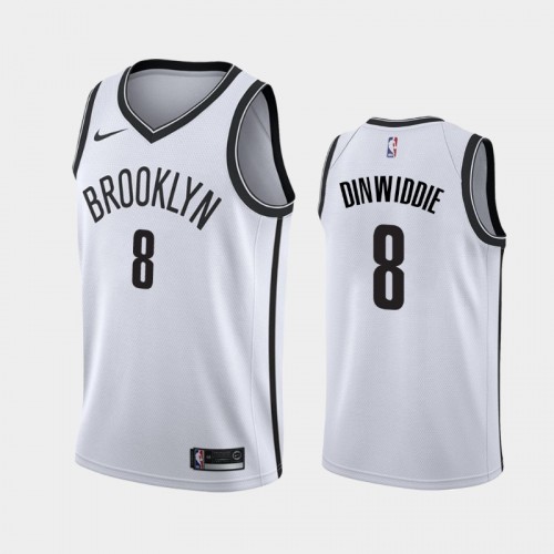 Men's Brooklyn Nets #8 Spencer Dinwiddie White 2019 season Association Jersey