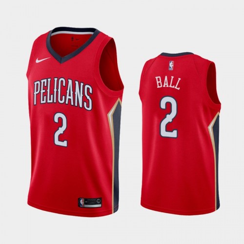 Men's New Orleans Pelicans #2 Lonzo Ball Red 2019-20 Statement Jersey