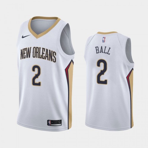 Men's New Orleans Pelicans #2 Lonzo Ball White 2019-20 Association Jersey