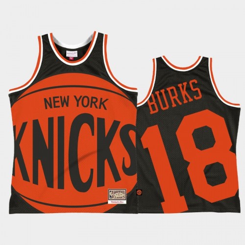 Men's New York Knicks #18 Alec Burks Black Big Face 2.0 Jersey