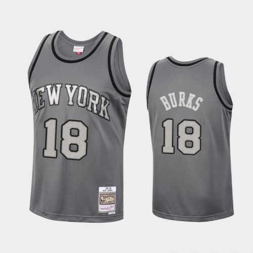 Men's New York Knicks #18 Alec Burks Charcoal Metal Works Jersey