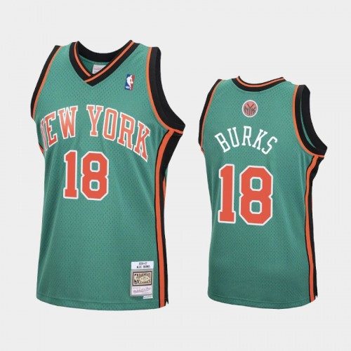 Men's New York Knicks #18 Alec Burks Green 2006-07 Hardwood Classics Jersey