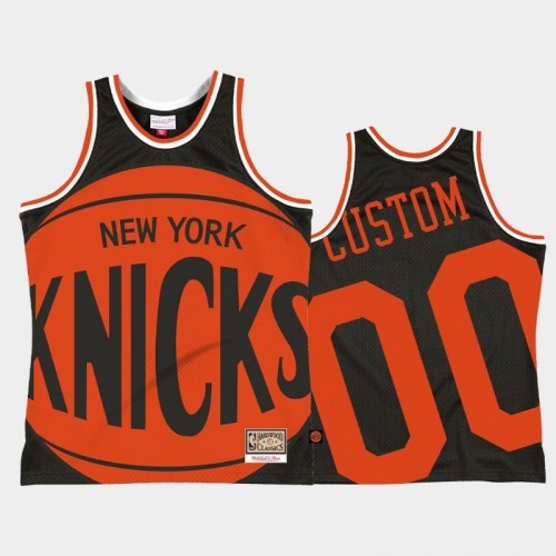 Men's New York Knicks #00 Custom Black Big Face 2.0 Jersey