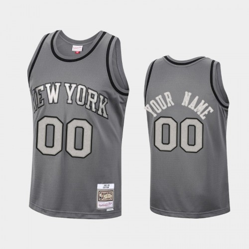 Men's New York Knicks #00 Custom Charcoal Metal Works Jersey