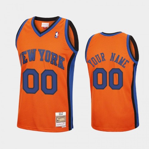 New York Knicks #00 Custom Orange Reload Hardwood Classics Jersey