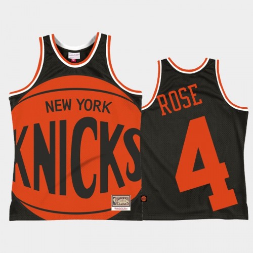 Men's New York Knicks #4 Derrick Rose Black Big Face 2.0 Jersey