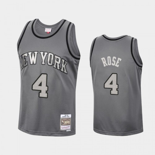 Men's New York Knicks #4 Derrick Rose Charcoal Metal Works Jersey