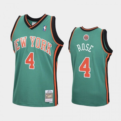 Men's New York Knicks #4 Derrick Rose Green 2006-07 Hardwood Classics Jersey