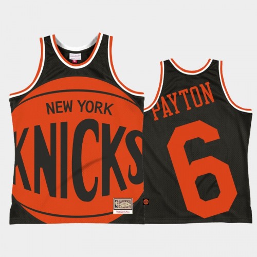 Men's New York Knicks #6 Elfrid Payton Black Big Face 2.0 Jersey