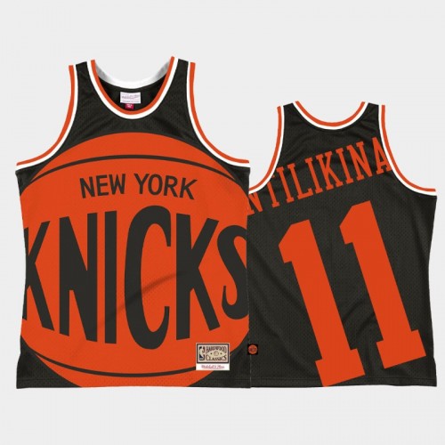 Men's New York Knicks #11 Frank Ntilikina Black Big Face 2.0 Jersey