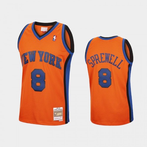 New York Knicks #8 Latrell Sprewell Orange 1998-99 Reload Hardwood Classics Jersey