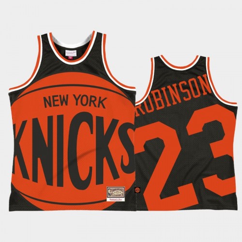 Men's New York Knicks #23 Mitchell Robinson Black Big Face 2.0 Jersey