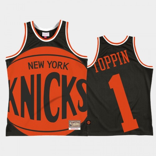 Men's New York Knicks #1 Obi Toppin Black Big Face 2.0 Jersey