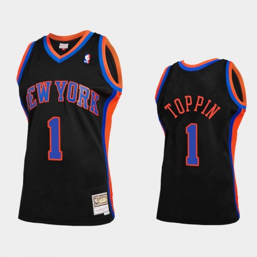 Men's New York Knicks #1 Obi Toppin Black Reload 2.0 Jersey
