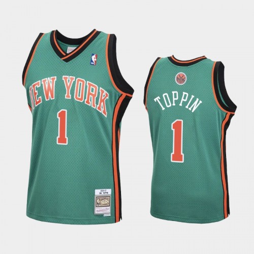 Men's New York Knicks #1 Obi Toppin Green 2006-07 Hardwood Classics Jersey
