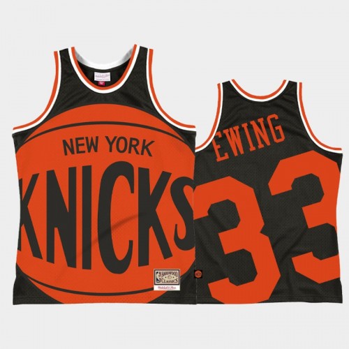 Men's New York Knicks #33 Patrick Ewing Black Big Face 2.0 Jersey
