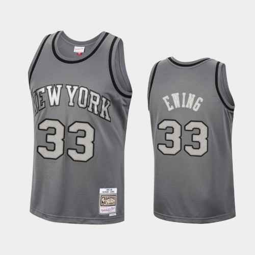 Men's New York Knicks #33 Patrick Ewing Charcoal Metal Works Jersey