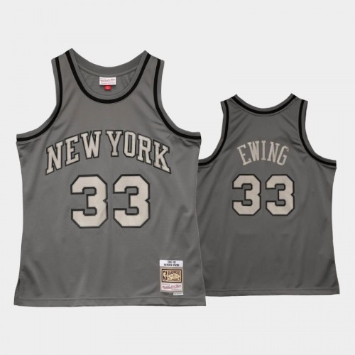 Men's New York Knicks #33 Patrick Ewing Gray 1991-92 Metal Works Hardwood Classics Jersey