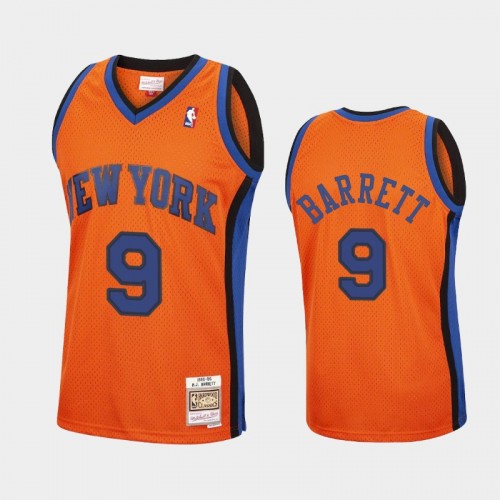 New York Knicks #9 R.J. Barrett Orange Reload Hardwood Classics Jersey