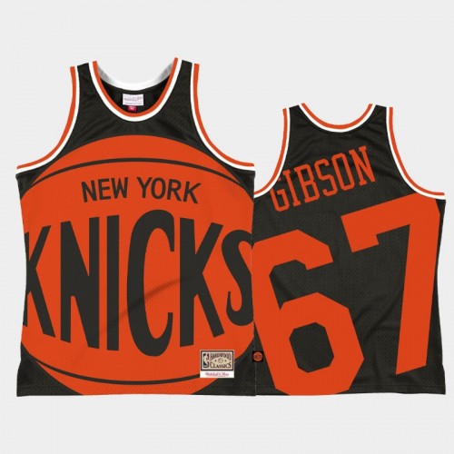 Men's New York Knicks #67 Taj Gibson Black Big Face 2.0 Jersey