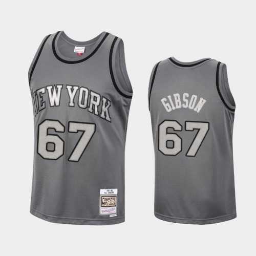 Men's New York Knicks #67 Taj Gibson Charcoal Metal Works Jersey