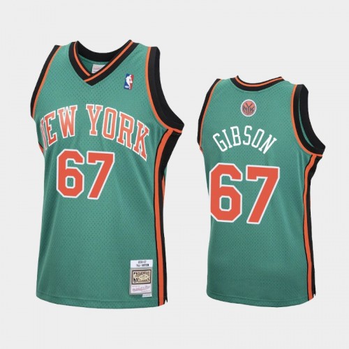 Men's New York Knicks #67 Taj Gibson Green 2006-07 Hardwood Classics Jersey