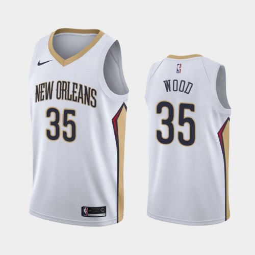 Men's New Orleans Pelicans #35 Christian Wood White 2019 season Association Jersey