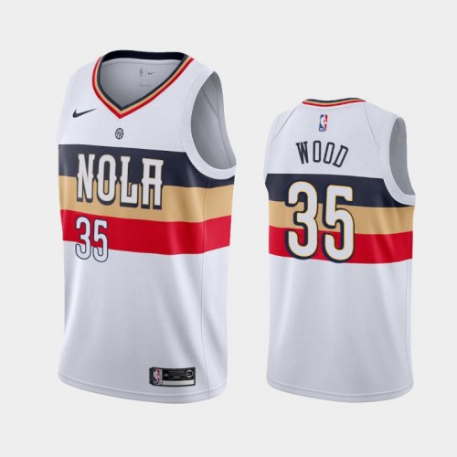 Men's New Orleans Pelicans #35 Christian Wood White 2018-19 Earned Jersey