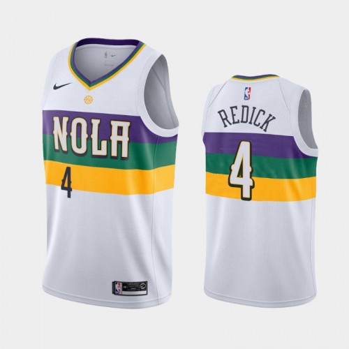 Men's New Orleans Pelicans #4 J.J. Redick White 2019 season City Jersey
