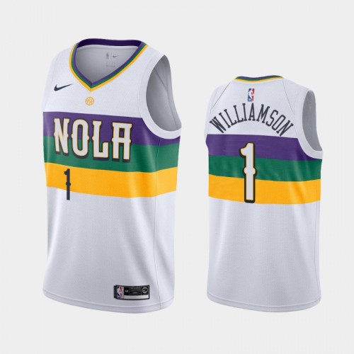 Men's New Orleans Pelicans #1 Zion Williamson White 2019 season City Jersey