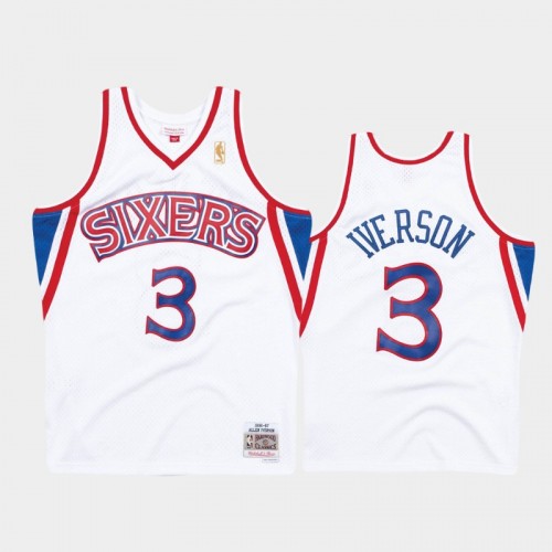 Philadelphia 76ers #3 Allen Iverson White 1996-97 Hardwood Classics Authentic Jersey