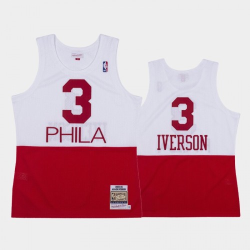 Philadelphia 76ers #3 Allen Iverson White Red 2003-04 Hardwood Classics Authentic Jersey